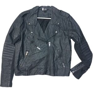 Divided leather like women's street jacket SKUCH036‎